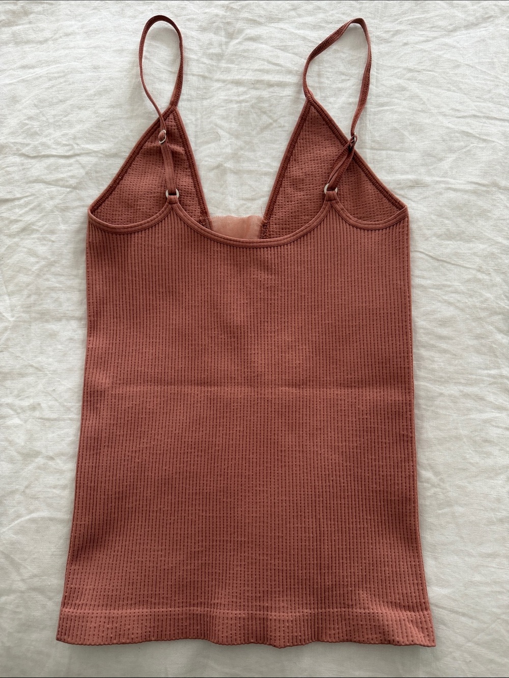 Free People Deep V Ribbed Cami Tank - Rusty Rose - Picture 2 of 2